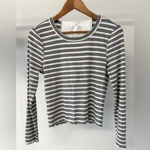 American Ray CIE, ladies gray stripped top, large